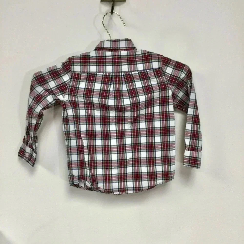 Boys Janie and Jack Shirt, Size 4, Red and White Plaid Long‎ sleeve